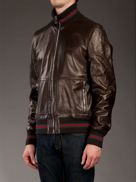 gucci brown leather jacket|vintage gucci leather jacket men's.